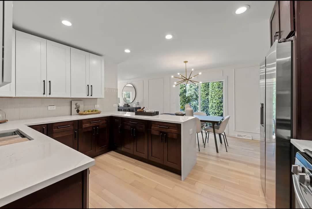 complete kitchen remodel with new countertops and flooring